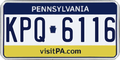 PA license plate KPQ6116