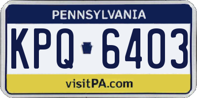 PA license plate KPQ6403