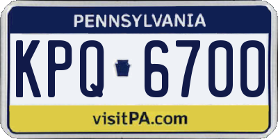 PA license plate KPQ6700