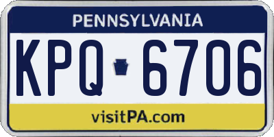 PA license plate KPQ6706