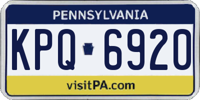 PA license plate KPQ6920