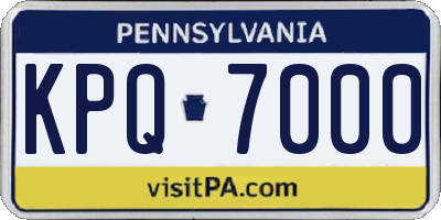 PA license plate KPQ7000
