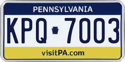 PA license plate KPQ7003