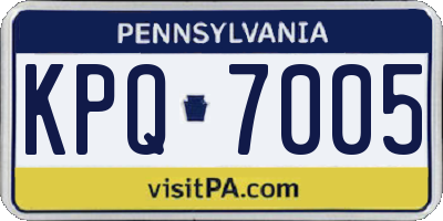 PA license plate KPQ7005