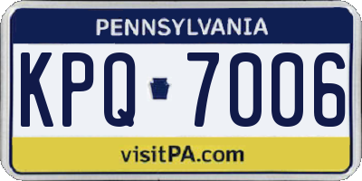 PA license plate KPQ7006