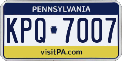 PA license plate KPQ7007