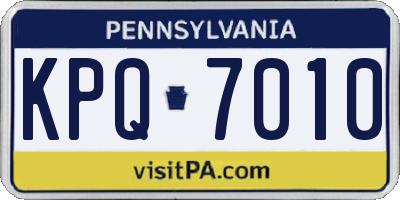 PA license plate KPQ7010