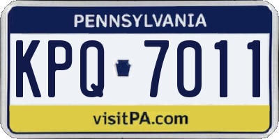 PA license plate KPQ7011