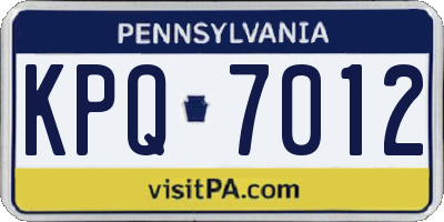 PA license plate KPQ7012