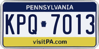 PA license plate KPQ7013