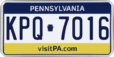 PA license plate KPQ7016