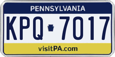 PA license plate KPQ7017