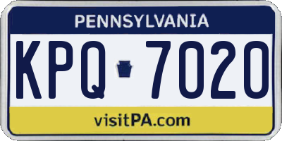 PA license plate KPQ7020