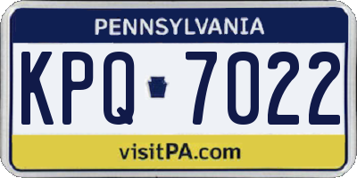 PA license plate KPQ7022