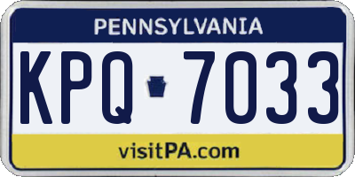 PA license plate KPQ7033