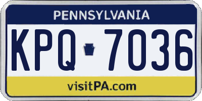 PA license plate KPQ7036