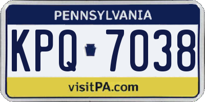 PA license plate KPQ7038