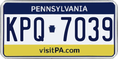 PA license plate KPQ7039