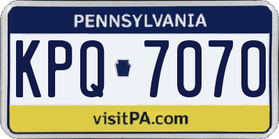 PA license plate KPQ7070