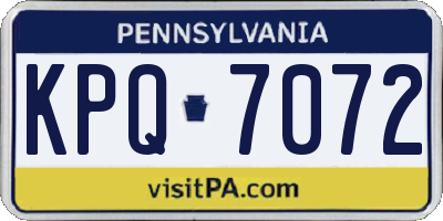PA license plate KPQ7072