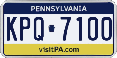 PA license plate KPQ7100