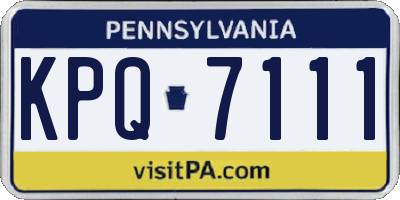 PA license plate KPQ7111