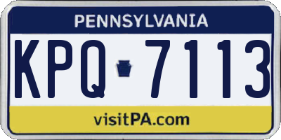 PA license plate KPQ7113