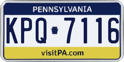 PA license plate KPQ7116