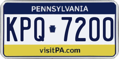 PA license plate KPQ7200