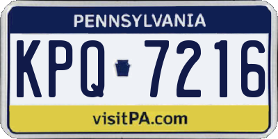 PA license plate KPQ7216