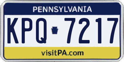 PA license plate KPQ7217