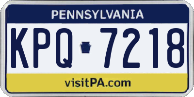 PA license plate KPQ7218