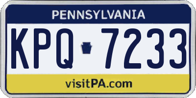 PA license plate KPQ7233