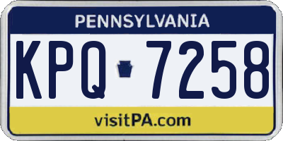 PA license plate KPQ7258