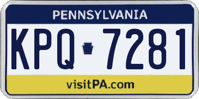 PA license plate KPQ7281