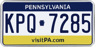 PA license plate KPQ7285
