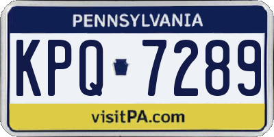 PA license plate KPQ7289