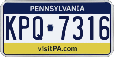 PA license plate KPQ7316