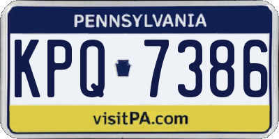 PA license plate KPQ7386