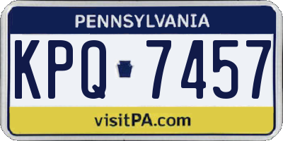 PA license plate KPQ7457