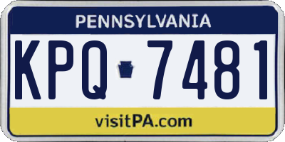 PA license plate KPQ7481