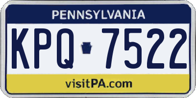 PA license plate KPQ7522