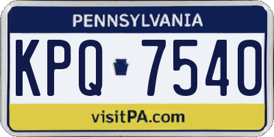 PA license plate KPQ7540