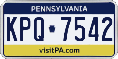 PA license plate KPQ7542