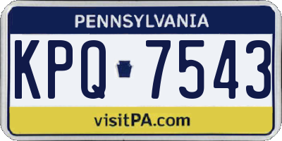 PA license plate KPQ7543