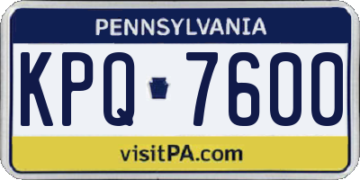 PA license plate KPQ7600