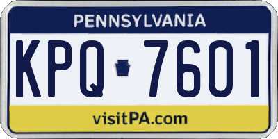 PA license plate KPQ7601