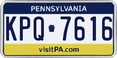 PA license plate KPQ7616