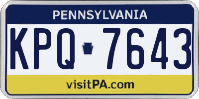 PA license plate KPQ7643