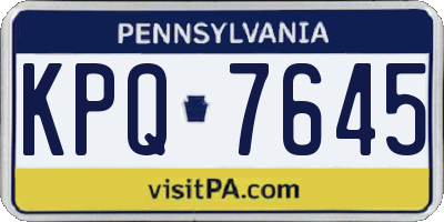 PA license plate KPQ7645